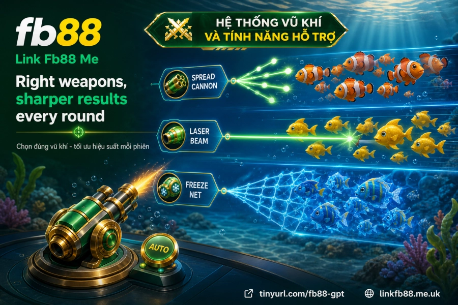 hệ thống vũ khí và tính năng hỗ trợ bắn cá Fb88 đại bác laser bom